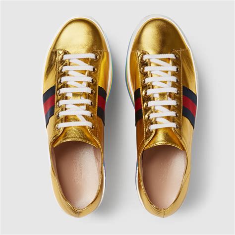 gucci shoes with gold|gucci gold sneakers.